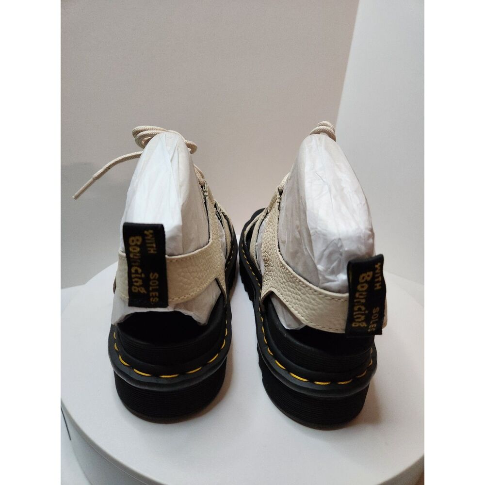 Dr. Martens Cream Leather Platform Sandals with Black Sole - Picture 10 of 12